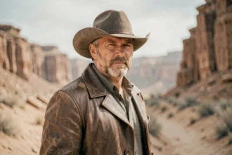 Acteur en tenue de cowboy dans un canyon désertique, illustrant le concept de recastage d'un western culte
