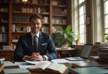 Agent litteraire confiant dans un bureau lumineux