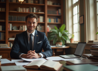 Agent litteraire confiant dans un bureau lumineux