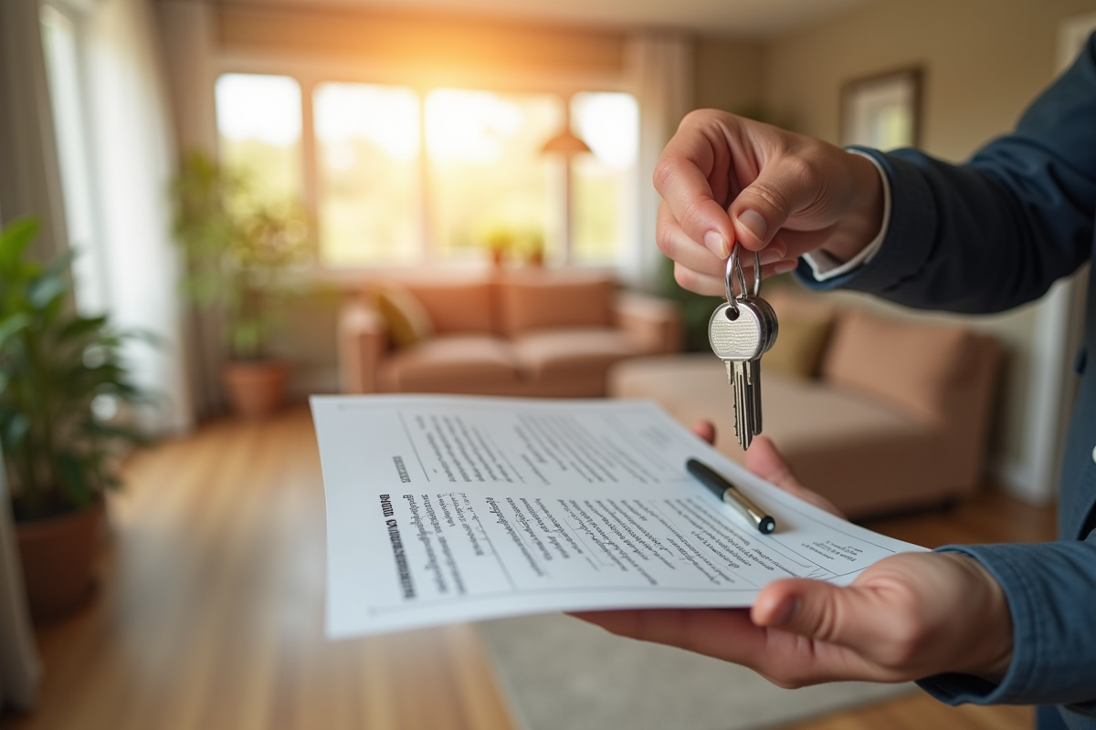 Main tenant des clés de maison et contrat d