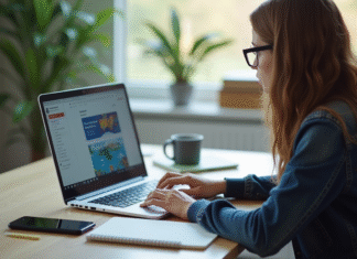 Mail académique de Rouen : dépannage express, accès et paramètres utiles Étudiant au bureau étudiant avec ordinateur et café