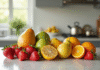 Sélection de fruits frais commençant par S sur un plan de travail moderne