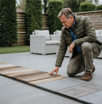 Homme examinant des échantillons de revêtements extérieurs