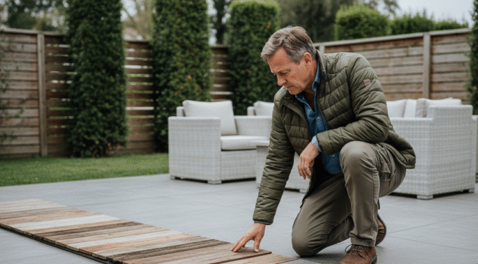 Homme examinant des échantillons de revêtements extérieurs