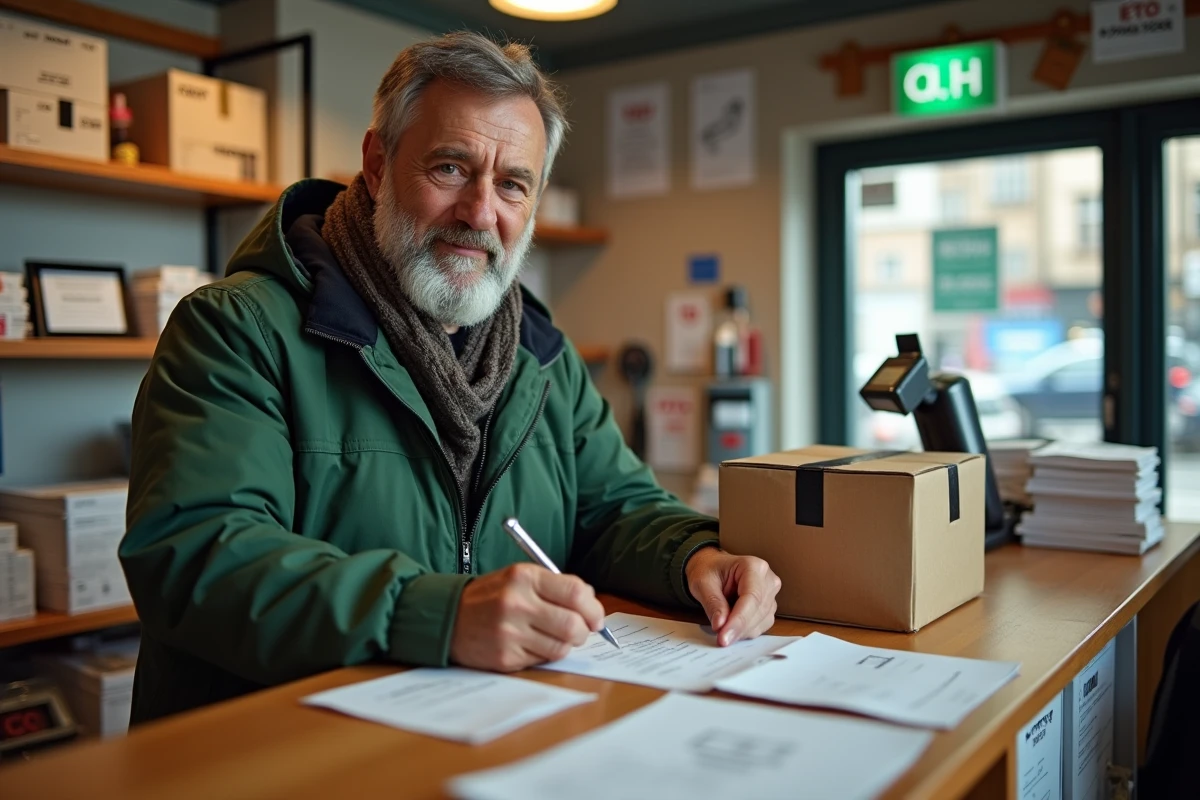 Homme remplissant un formulaire d