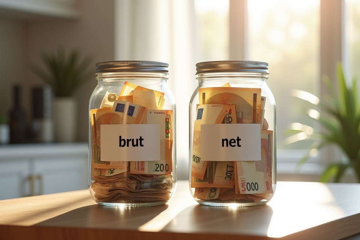 Jarreaux avec billets d euros en brut et net