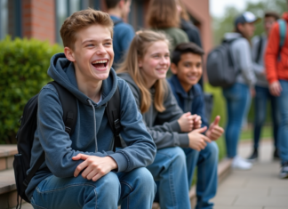 Pourquoi les 15 ans marquent-ils une étape cruciale dans la vie ? Jeune garçon de 15 ans souriant avec ses amis à l'école