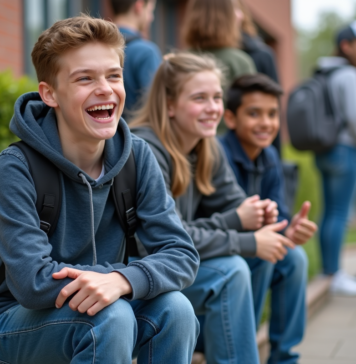 Pourquoi les 15 ans marquent-ils une étape cruciale dans la vie ? Jeune garçon de 15 ans souriant avec ses amis à l'école