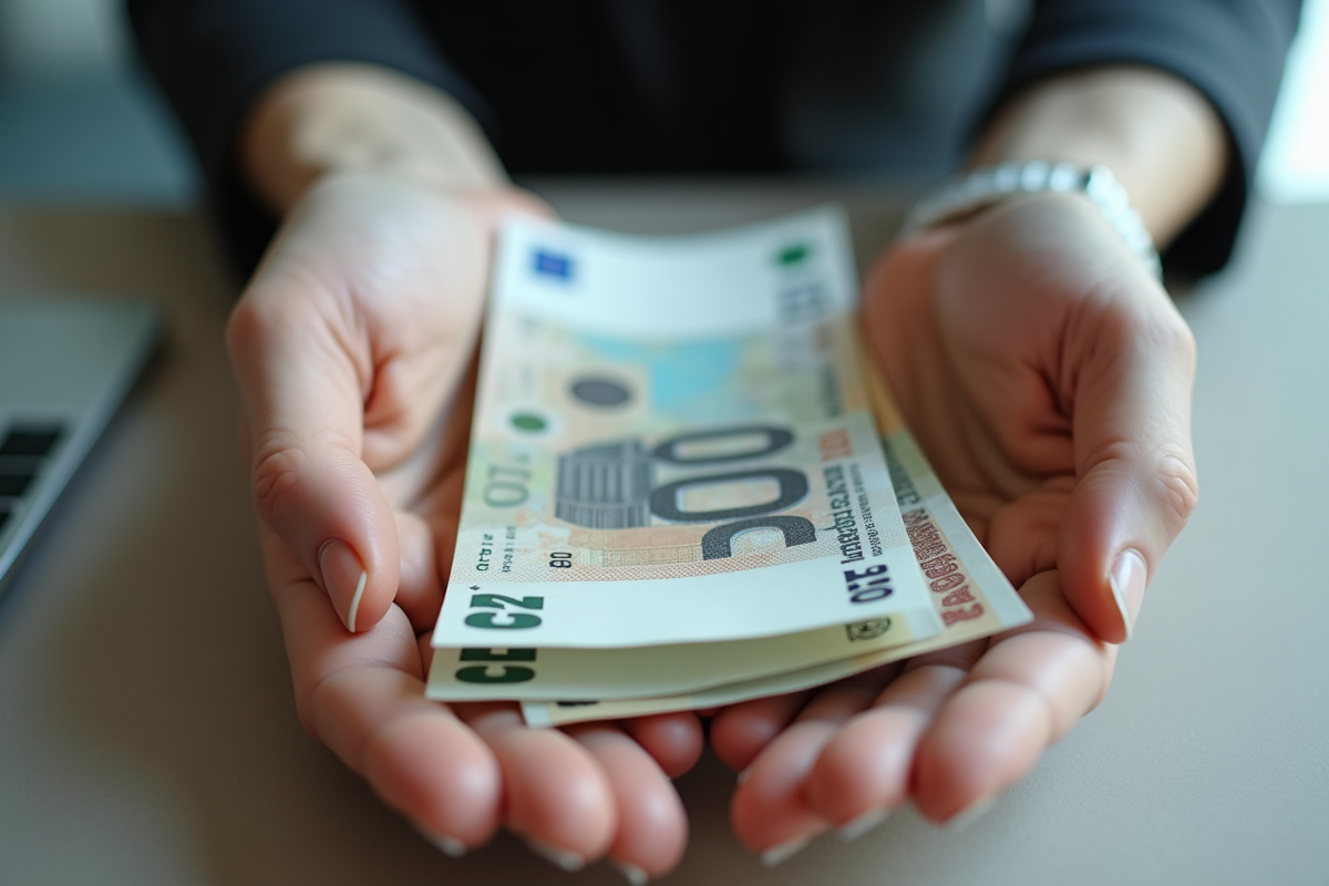 Mains tenant des billets et un relevé financier