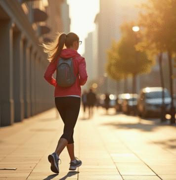 Personne marchant vite dans la ville en tenue sportive
